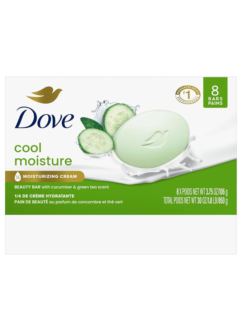 Dove 3 Pack Cool Moisture Cucumber & Green Tea Moisturizing Cream Bar Soap for Refreshed Skin 106g Each - Image 1